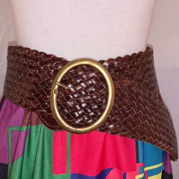 [Jessica Simpson] Woven Wide Leather Belt - Medium - Picture 1 of 3